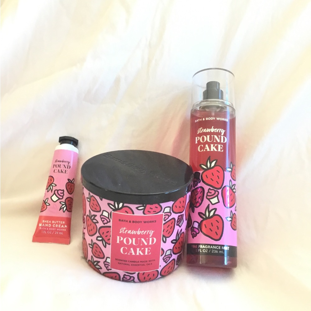 Bath and Body Works Three Piece Strawberry Pound Cake Set NWT